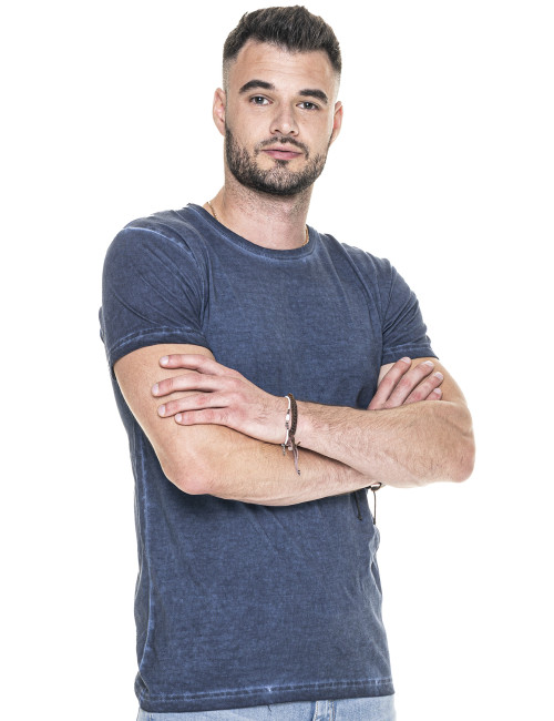 CRIMSON CUT SMOKY Herren-T-Shirt, marineblaues Logo für Unternehmen, Siebdruck, Stickerei