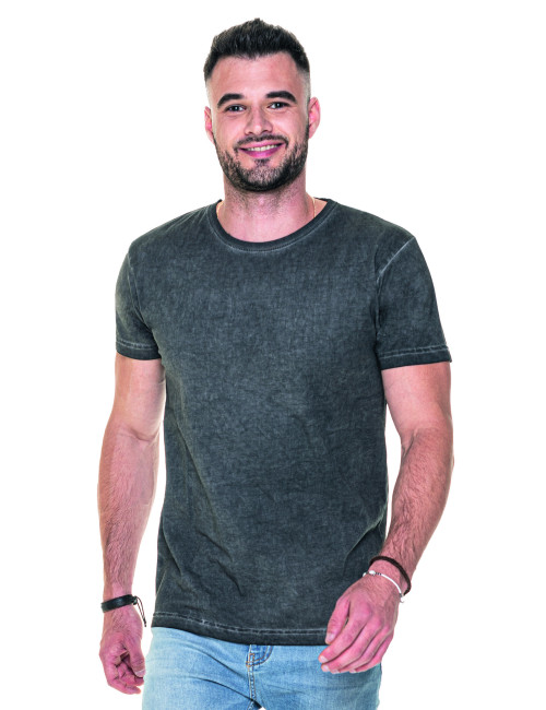 CRIMSON CUT SMOKY Herren-T-Shirt in Grau mit Stickerei, Siebdruck und Transferdruck