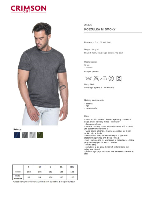 CRIMSON CUT SMOKY Herren-T-Shirt in Grau mit Stickerei, Siebdruck und Transferdruck