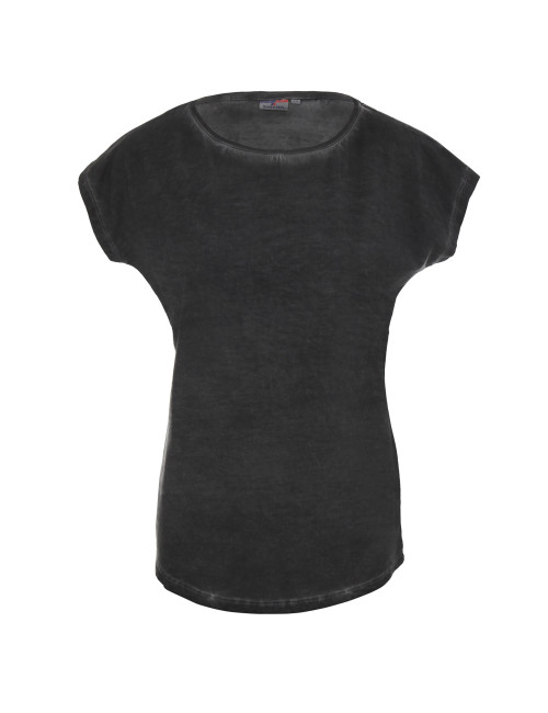 CRIMSON CUT SMOKY LADY T-SHIRT Women`s GRAY DTG print, company logo embroidery