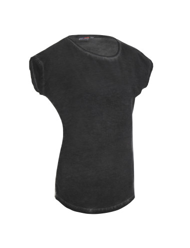 CRIMSON CUT SMOKY LADY Damen-T-Shirt in Grau mit DTG-Stickerei und Firmenlogos