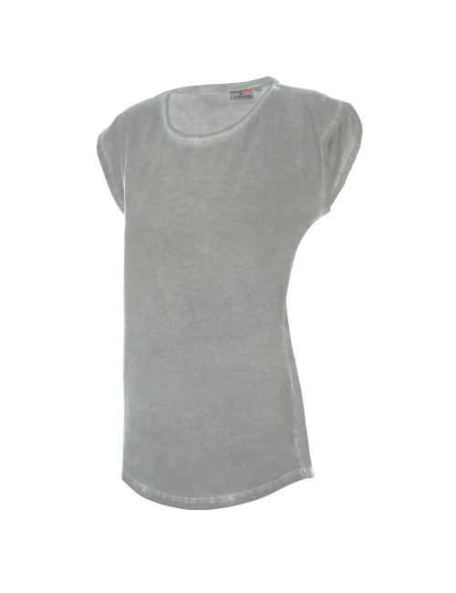 CRIMSON CUT SMOKY LADY T-SHIRT Women`s LIGHT GRAY embroidery silkscreen logo