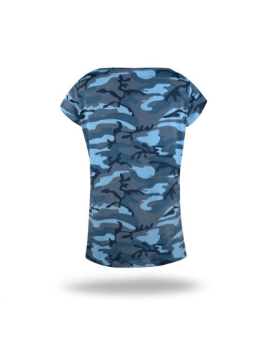 Lady Blue Camo Crimson Cut Damen-Camouflage-T-Shirt