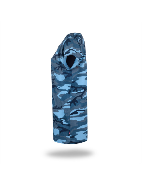 Purpur geschnittenes Damen-T-Shirt CAMO LADY BLUE CAMO mit Logo-Aufdruck