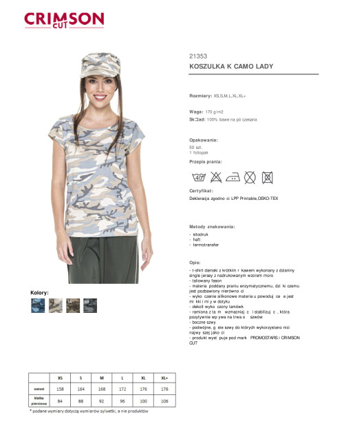 Crimson cut women`s t-shirt CAMO LADY JASNY MORO military under the logo