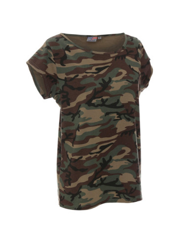 Lady-Damen-Camouflage-T-Shirt, dunkler Camo-Crimson-Schnitt