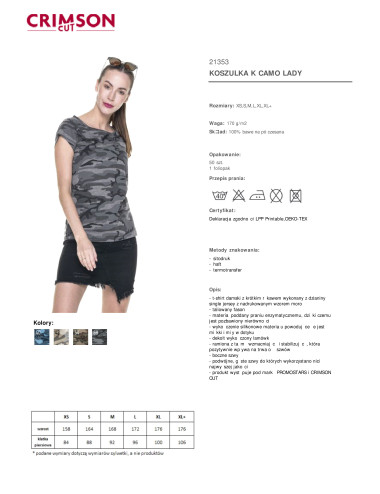 Koszulka damska camo lady szare moro Promostars/Crimson CUT