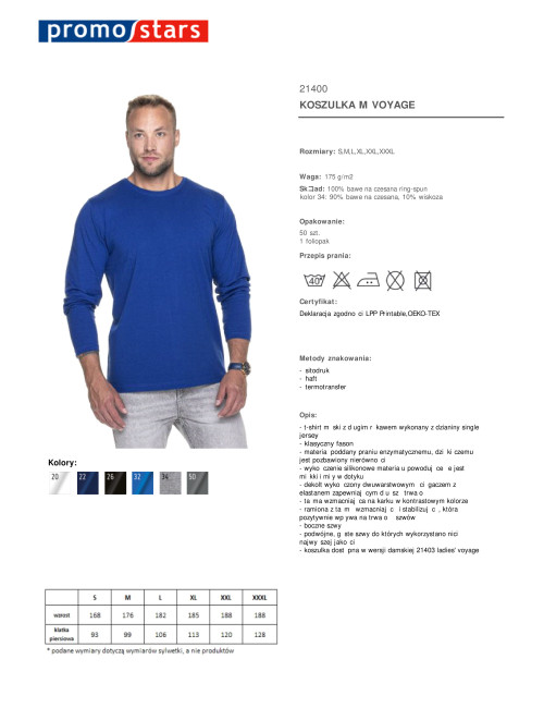 Promostars men`s T-shirt VOYAGE CHABROWY with print, embroidery, logo