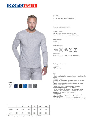 Voyage koszulka męska jasny szary melanż Promostars