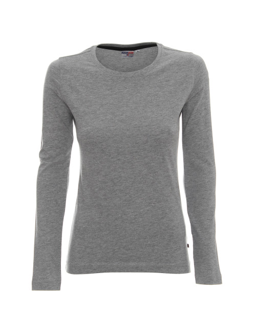 Promostars LADIES` VOYAGE Damen T-SHIRT, HELLGRAU MELANGE, Logo-Stickerei