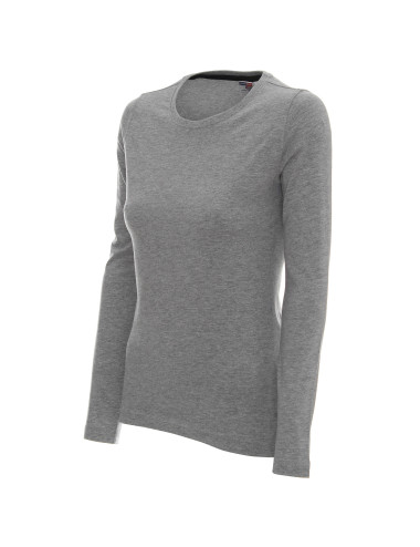 Promostars LADIES` VOYAGE Women`s T-SHIRT LIGHT GRAY MELANGE logo embroidery