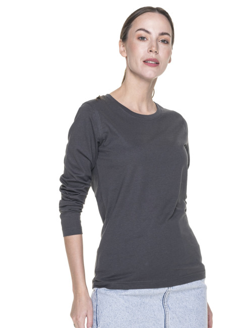 Promostars LADIES` VOYAGE T-SHIRT Women`s GRAY logo embroidery DTG print