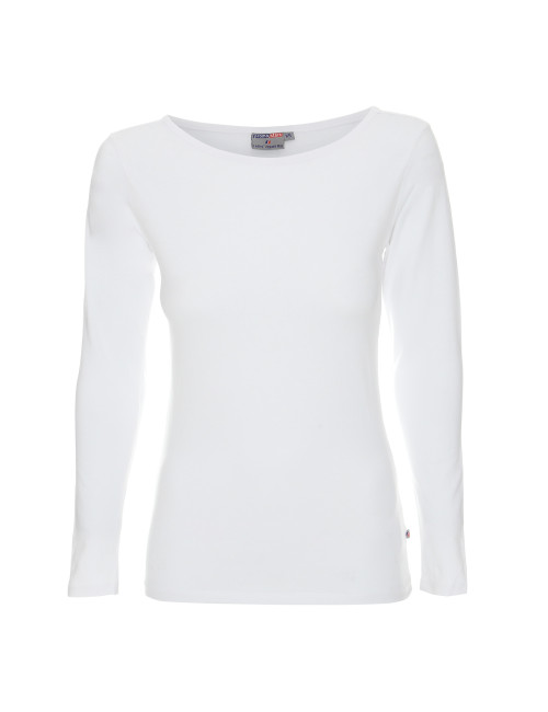 CRIMSON CUT Damen T-SHIRT LADIES` VOYAGE PLUS WHITE mit Logo-Stickerei