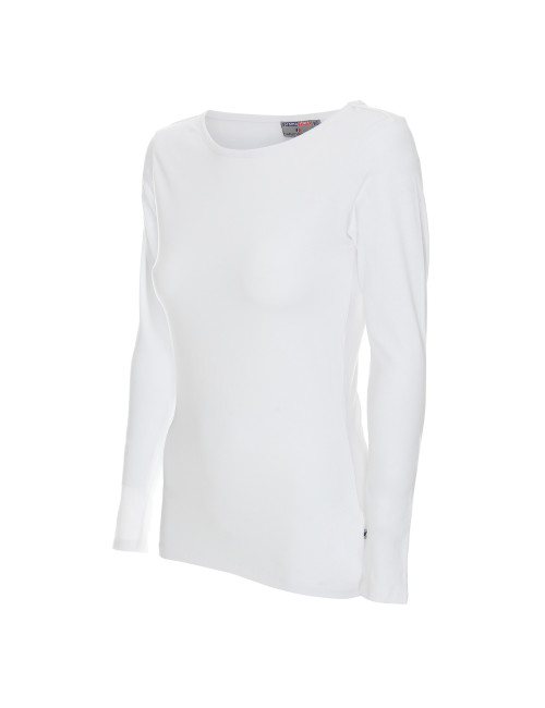 CRIMSON CUT Damen T-SHIRT LADIES` VOYAGE PLUS WHITE mit Logo-Stickerei