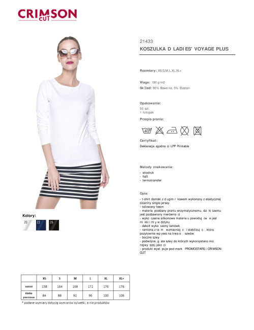 CRIMSON CUT Damen T-SHIRT LADIES` VOYAGE PLUS WHITE mit Logo-Stickerei