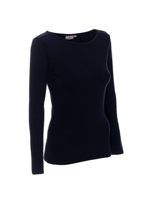 Purpur geschnittenes Damen-T-Shirt LADIES` VOYAGE PLUS NAVY BLUE mit Logo-Stickerei