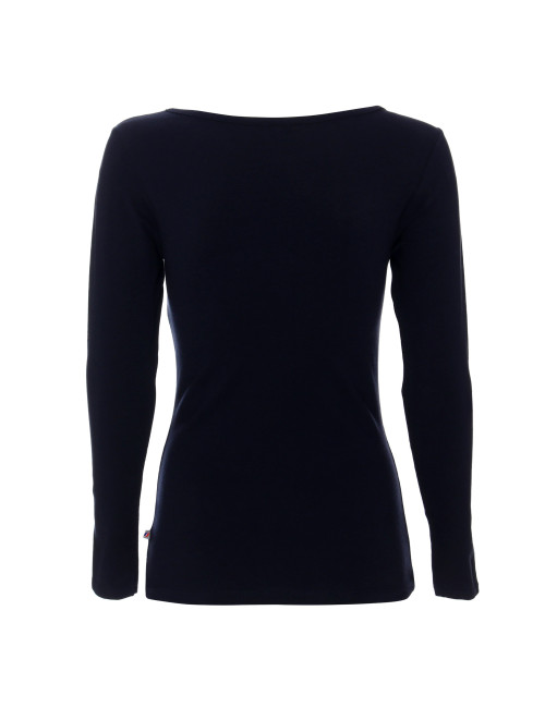 Purpur geschnittenes Damen-T-Shirt LADIES` VOYAGE PLUS NAVY BLUE mit Logo-Stickerei