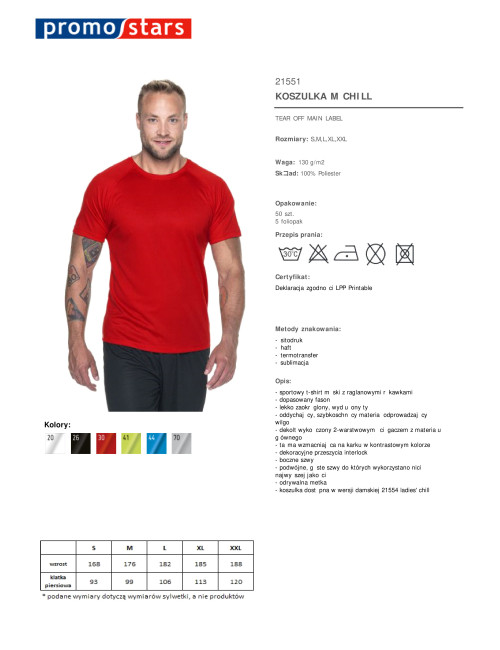 Promostars CHILL Men`s T-SHIRT RED embroidery silkscreen print DTF logo