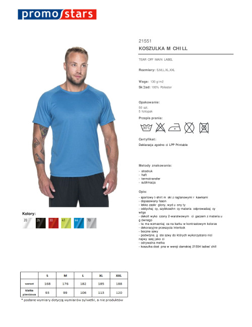 Promostars T-SHIRT M CHILL BLUE Logodruck, Stickerei, Siebdruck