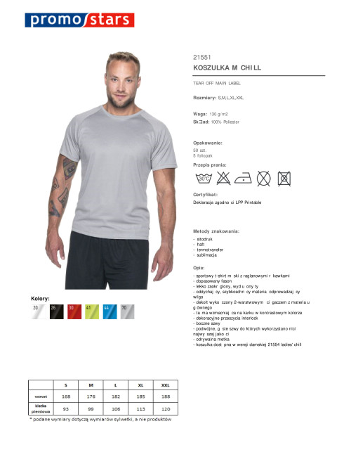 Promostars CHILL Men`s T-SHIRT LIGHT GRAY embroidery screen printing DTG printing