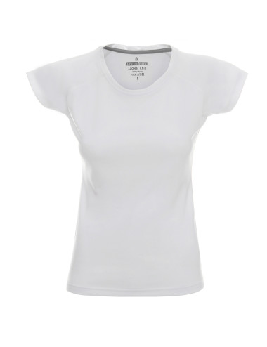 Promostars LADIES` CHILL DAMEN-T-SHIRT, WEISSER DTG-Druck, Logo-Stickerei