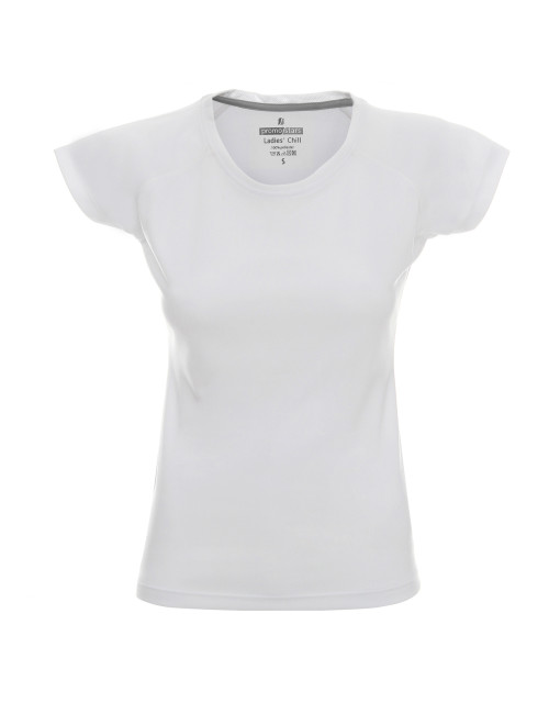 Promostars LADIES` CHILL DAMEN-T-SHIRT, WEISSER DTG-Druck, Logo-Stickerei