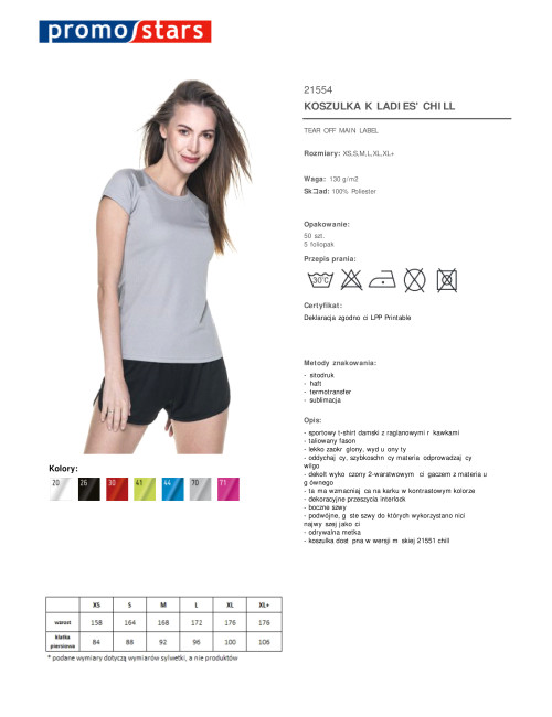 Promostars LADIES` CHILL DAMEN-T-SHIRT, HELLGRAU, Logodruck und Stickerei