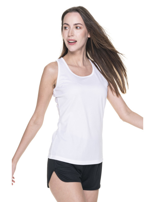 Promostars LADIES' CHILL SHORT KOSZULKA Damska BIAŁY nadruk haft logo