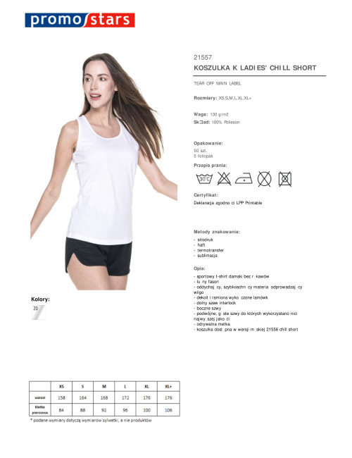 Promostars LADIES` CHILL SHORT T-SHIRT Women`s WHITE logo embroidery print