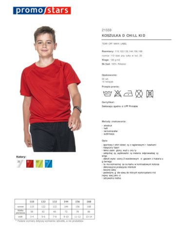 Koszulka dziecięca chill kid 100% poliester czerwony Promostars