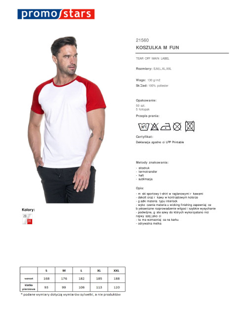 Promostars FUN HERREN T-SHIRT WEISS/ROT, bedruckt mit Siebdruck-Logo