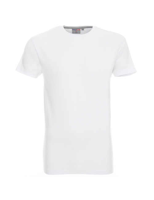 CRIMSON CUT SLIM Men`s T-SHIRT WHITE logo screenprint transfer