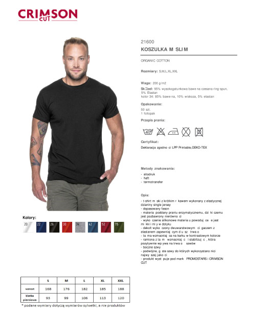 CRIMSON CUT SLIM T-SHIRT Men`s BLACK print logo silkscreen embroidery