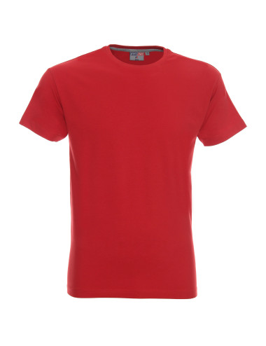 CRIMSON CUT SLIM T-SHIRT Men`s RED embroidery screen print logo