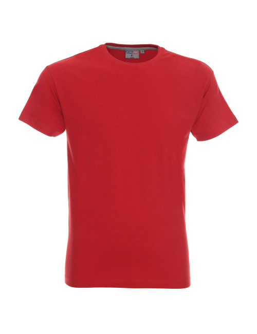 CRIMSON CUT SLIM T-SHIRT Men`s RED embroidery screen print logo
