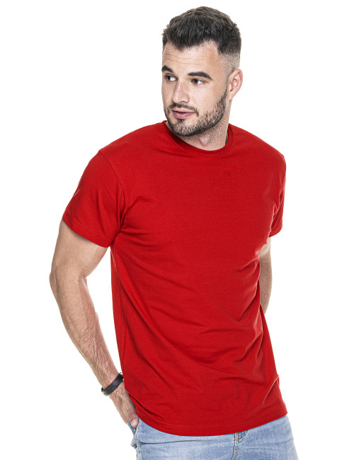 CRIMSON CUT SLIM HERREN-T-SHIRT ROT, Stickerei-Siebdruck-Logo