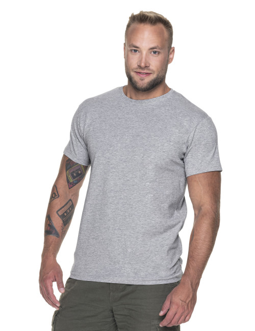 CRIMSON CUT SLIM HERREN-T-SHIRT HELLGRAU MELANGE, Logo-Siebdruck-Stickerei