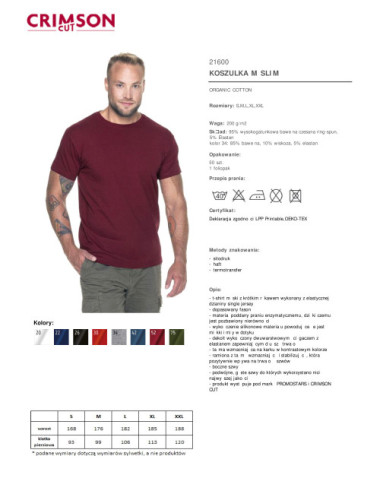 Schmales Herren-T-Shirt, kastanienbrauner Crimson Cut