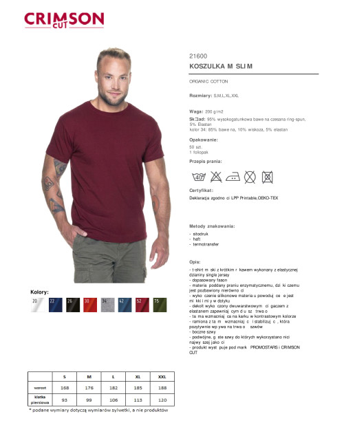 CRIMSON CUT SLIM HERREN-T-SHIRT, CHESTNONE-Stickerei, Siebdruck, Logo-Druck