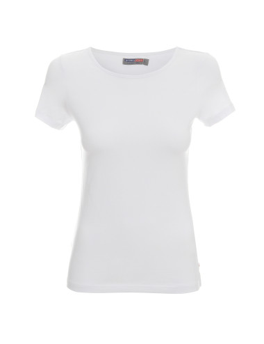 CRIMSON CUT LADIES SLIM T-SHIRT für Damen, WEISSER Logodruck, Siebdruck