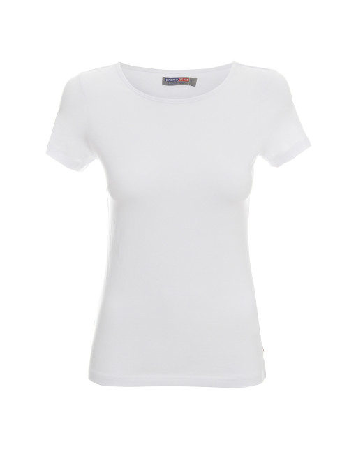 CRIMSON CUT LADIES` SLIM T-SHIRT Women`s WHITE screenprint logo