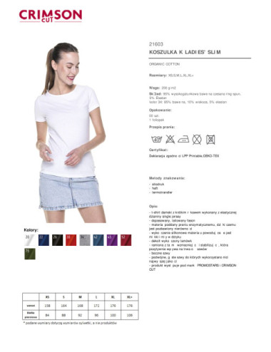 Ladies` slim t-shirt white Crimson Cut