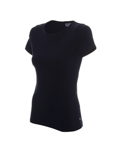 CRIMSON CUT LADIES` SLIM T-SHIRT Women`s NAVY silkscreen logo embroidery