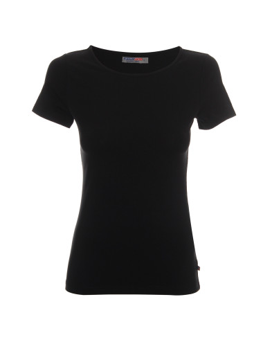 CRIMSON CUT LADIES` SLIM T-SHIRT Women`s BLACK screen print logo