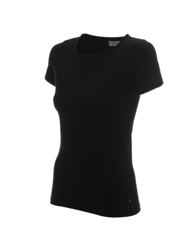 CRIMSON CUT LADIES` SLIM T-SHIRT Women`s BLACK screen print logo