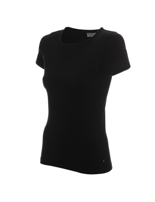 CRIMSON CUT LADIES` SLIM Damen-T-Shirt SCHWARZ, Siebdruck mit Logodruck