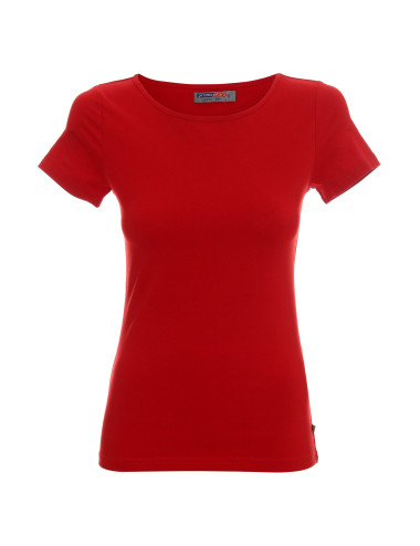 CRIMSON CUT LADIES` SLIM T-SHIRT Women`s RED logo screenprint