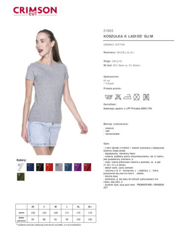 Ladies` slim t-shirt light gray melange Crimson Cut
