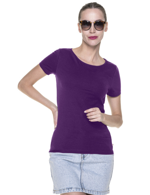 CRIMSON CUT LADIES` SLIM T-SHIRT Women`s PURPLE embroidery logo print