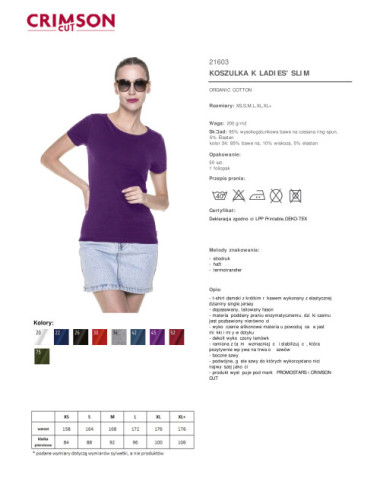 Schlankes Damen-T-Shirt für Damen, lila Crimson Cut
